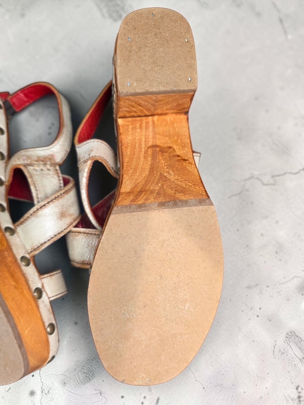 BED|STÜ Mediation Leather Sandals NWOT Handmade Artisan Platform Studded - Picture 5 of 5